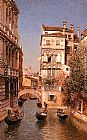 Martin Rico Y Ortega Canvas Paintings - Along The Canal, Venice